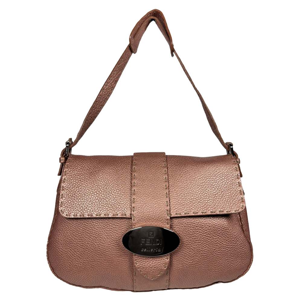 Fendi Metallic Selleria Pebbled Leather Mamma Baguette